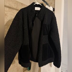 Onia Black Sherpa Jacket with corduroy accents